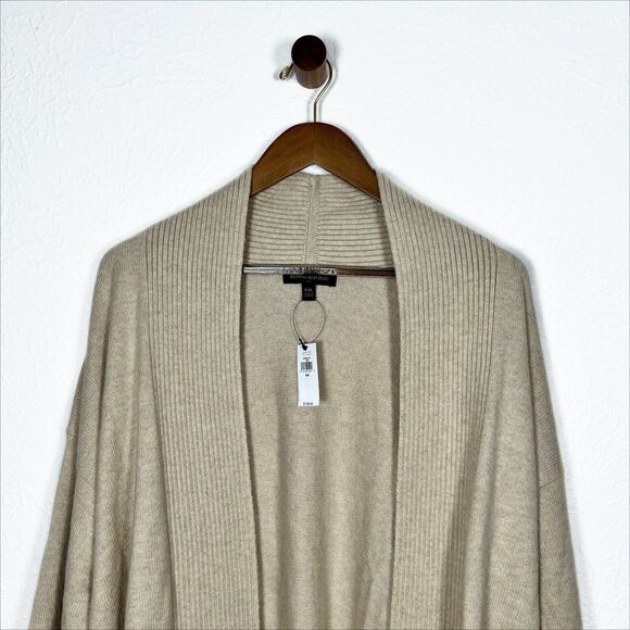 NWT Banana Republic Women's 2XL Ribbed Cream Beige Long Open Soft Cardigan - Picture 5 of 13
